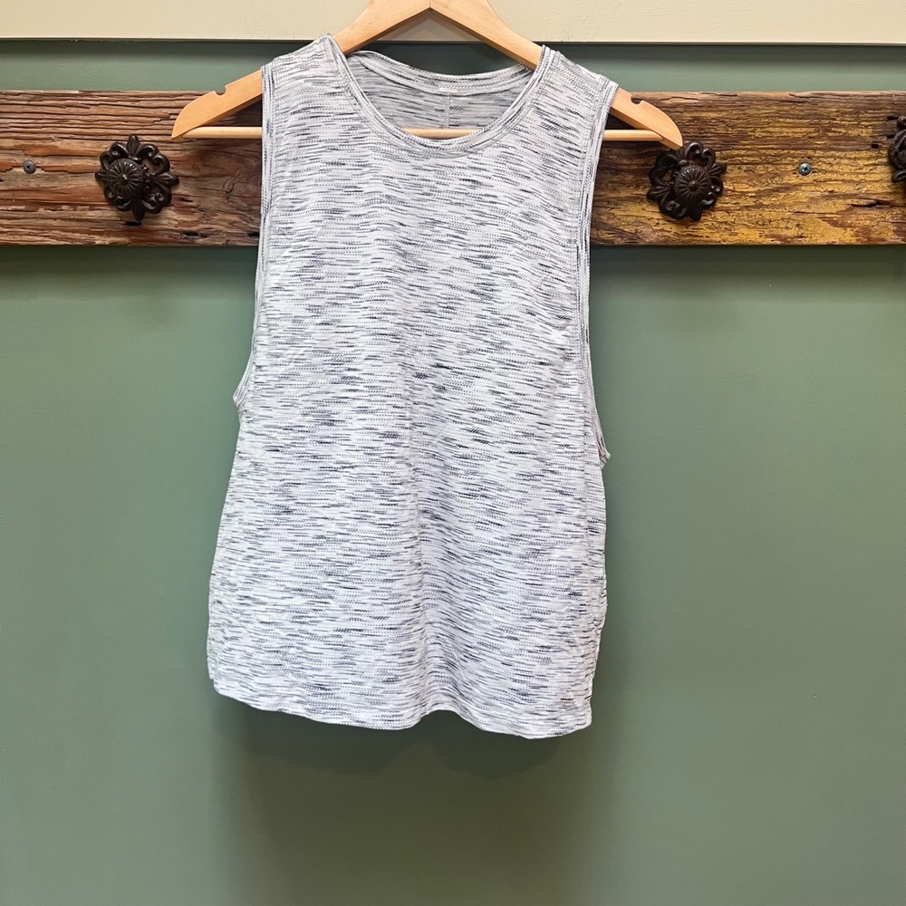 Lululemon Cardio Squad II Tank Top Womens White Black Space Dye Athletic Shirt 6